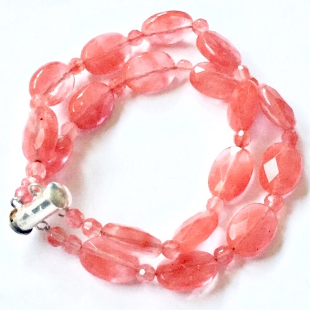 Rhodochrosite? Genuine stone sterling silver bracelet 925